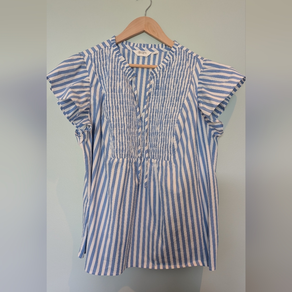 Candace Cameron Bure Blue and White Striped Top - Picture 2 of 6